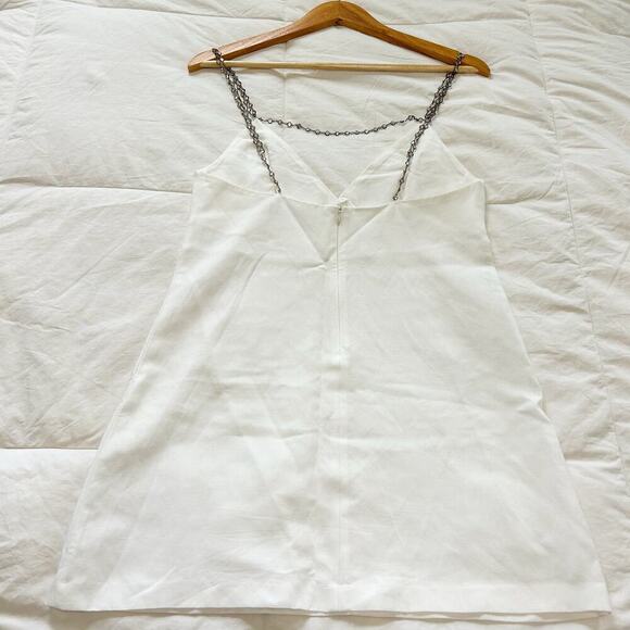 RARE Zara White Linen Jewel Strap Mini Dress Size Small Party Cocktail - Picture 7 of 8